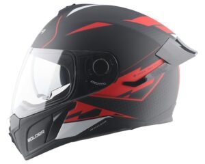 Vega Ryker Bolder Premium ISI Certified Matte Finish Full Face Helmet for Men with Dual Visor & Bold Graphic Protection – Dull Black Red, Size: L