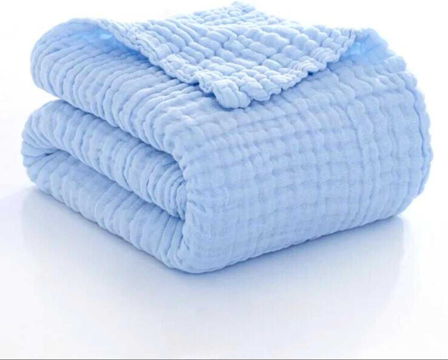 Kassy Pop Muslin Cotton Bath Towel Cum Baby Swaddler | Extra Soft Towels for Newborn 0 to 3 Years l 100% Organic Cotton wash Towel | 105 X 105 cm (Blue)
