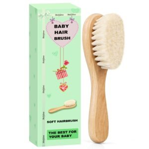 Baby Hair Brush with Wooden Handle and Super Soft Goat Bristles for Newborns & Toddlers