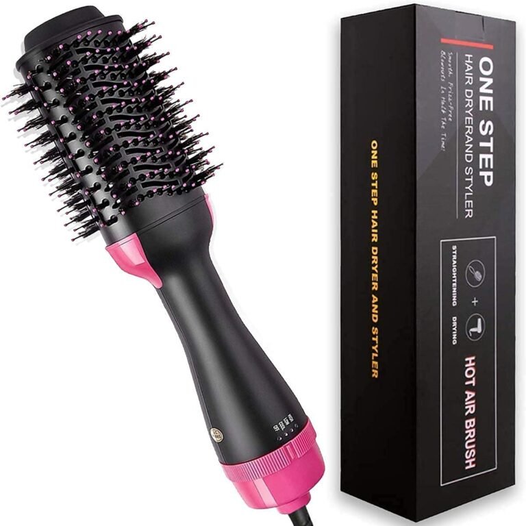Hair Brush Dryer and Volumizer Hot Air Brush, 4-in-1 Ionic Blow Dryer Brush & Styler for Straightening, Curling, and Detangling, Professional Ceramic Tourmaline Hair Straightener Brush for All Hair Types for shine (B2)