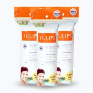 Tulips Hypoaalergenic 50 Round Facial Cotton Pads ; Made from 100% Pure Soft Cotton, Best for Applying & Removing Makeup, Pre makeup cleansing, safe for sensitive Skin