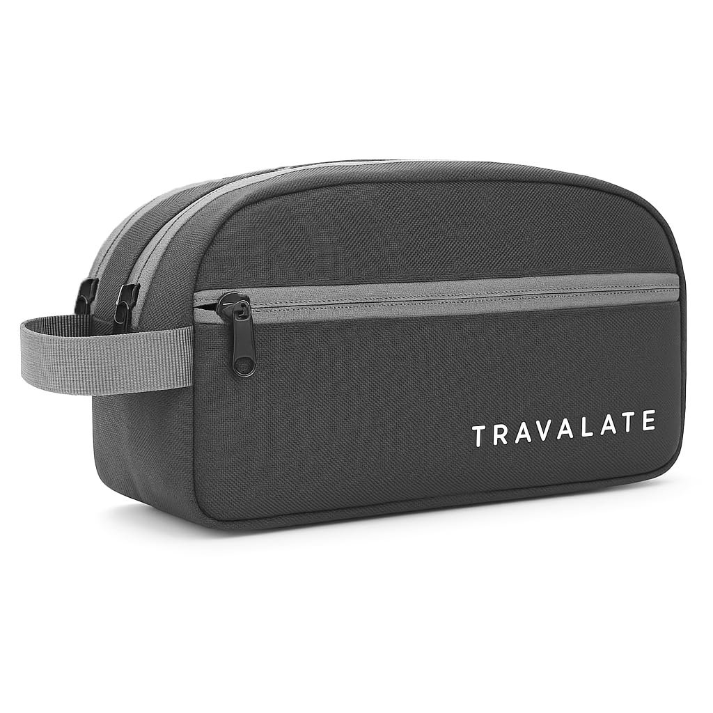 TRAVALATE Polyester Double Compartment Multipurpose Toiletry Kit – Grey