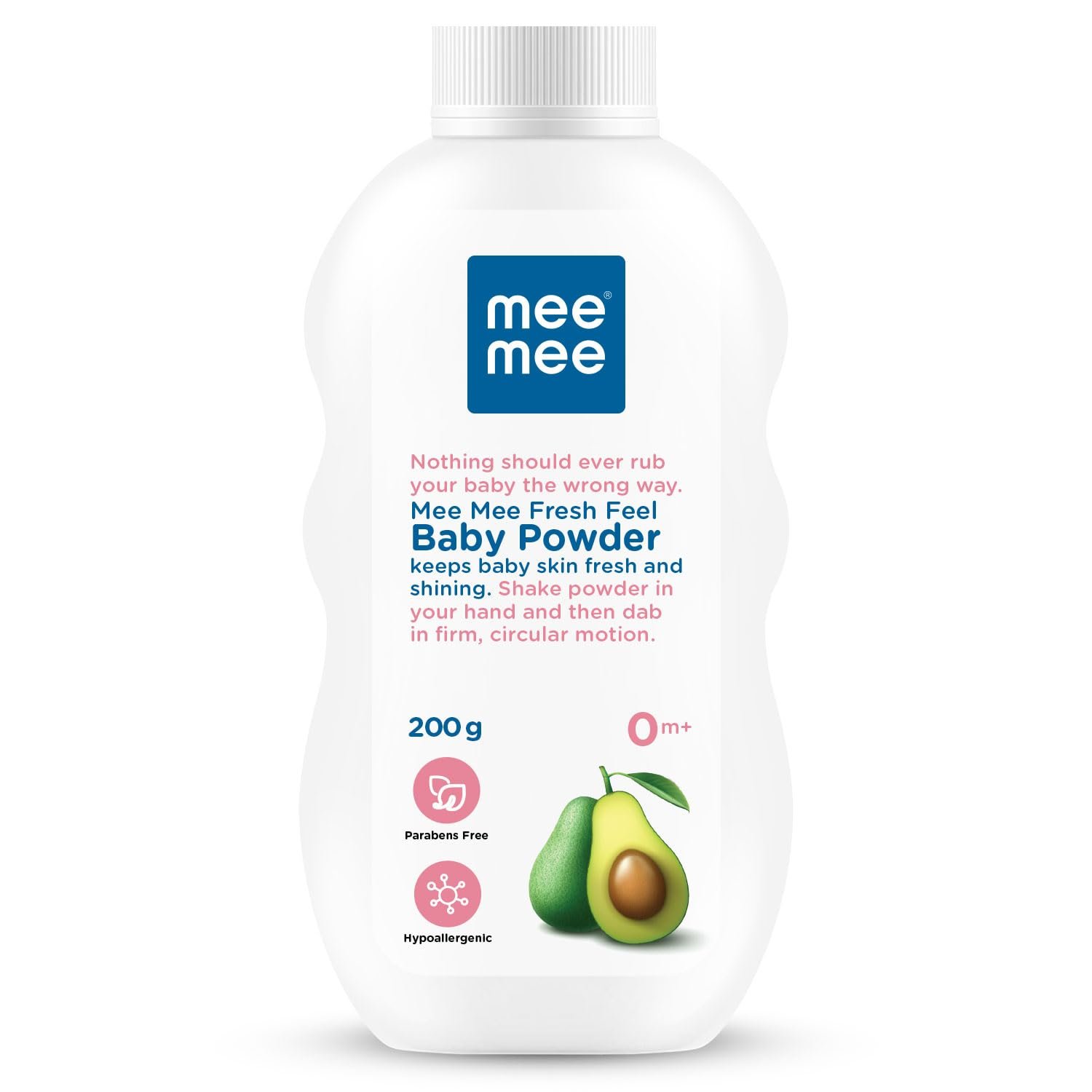 Mee Mee Infant Talcum Powder | Enriched with Avocado Oil | Dermatologist Approved | Rash-Resistant | Paraben-Free, 0m+ | (Fresh Sensation – 200g Single Pack