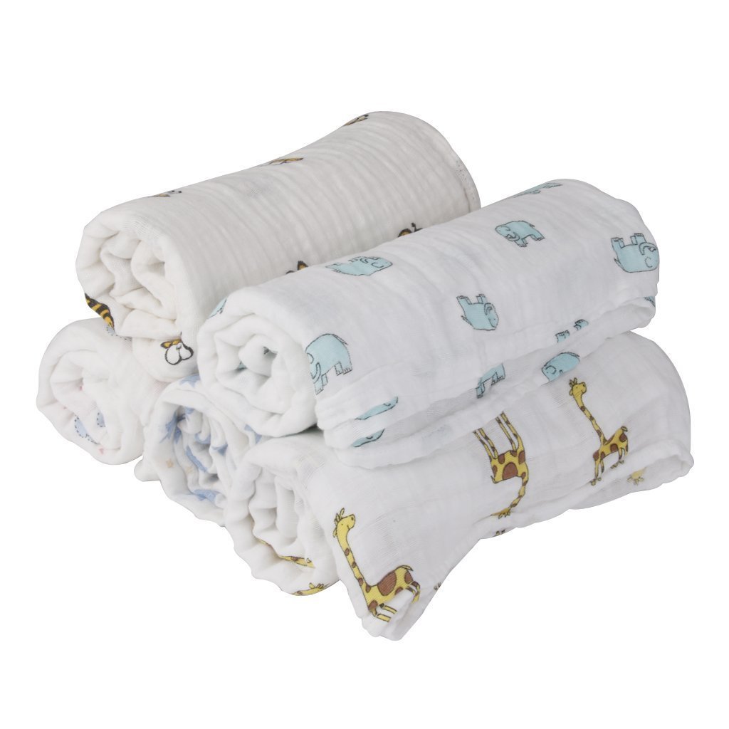 MOM’S HOME Pure Organic Premium Muslin Cotton Baby Swaddle | Ultra-Soft, Breathable & Lightweight Receiving Blanket | Multipurpose, Unisex, Hypoallergenic | 100 × 100 cm | Pack of 3