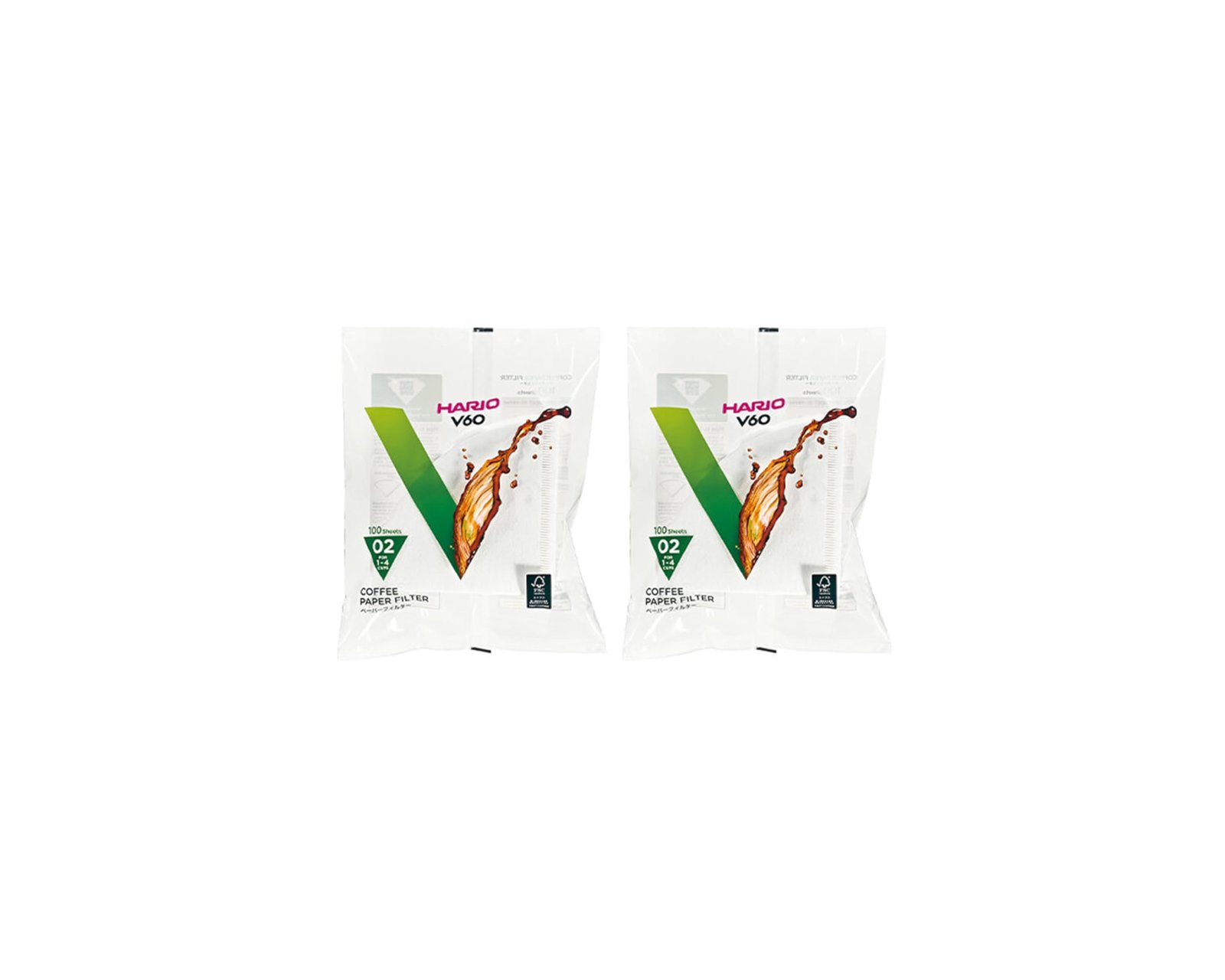 Hario Coffee Dripper V60 02 Clear & Hario 02 100 Count Coffee Paper Filter, Natural X2 Set(Total 200 Sheets)- Starter Value Set (with Our Shop Description of Goods)