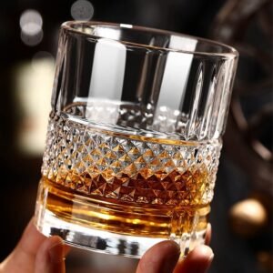 PrimeWorld Signature Crystal Whiskey Glasses Set of 6 pcs- 300 ml Bar Glass for Drinking Bourbon, Whisky, Scotch, Cocktails, Cognac- Old Fashioned Cocktail Tumblers