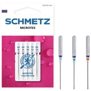 SCHMETZ Nähmaschinennadeln: 5 Microtex-Nadeln, Nadeldicke 60/08-80/12, Nähset, 130/705 H-M, auf jeder gängigen Haushaltsnähmaschine einsetzbar, geeignet für besonders dichtes, feines Gewebe