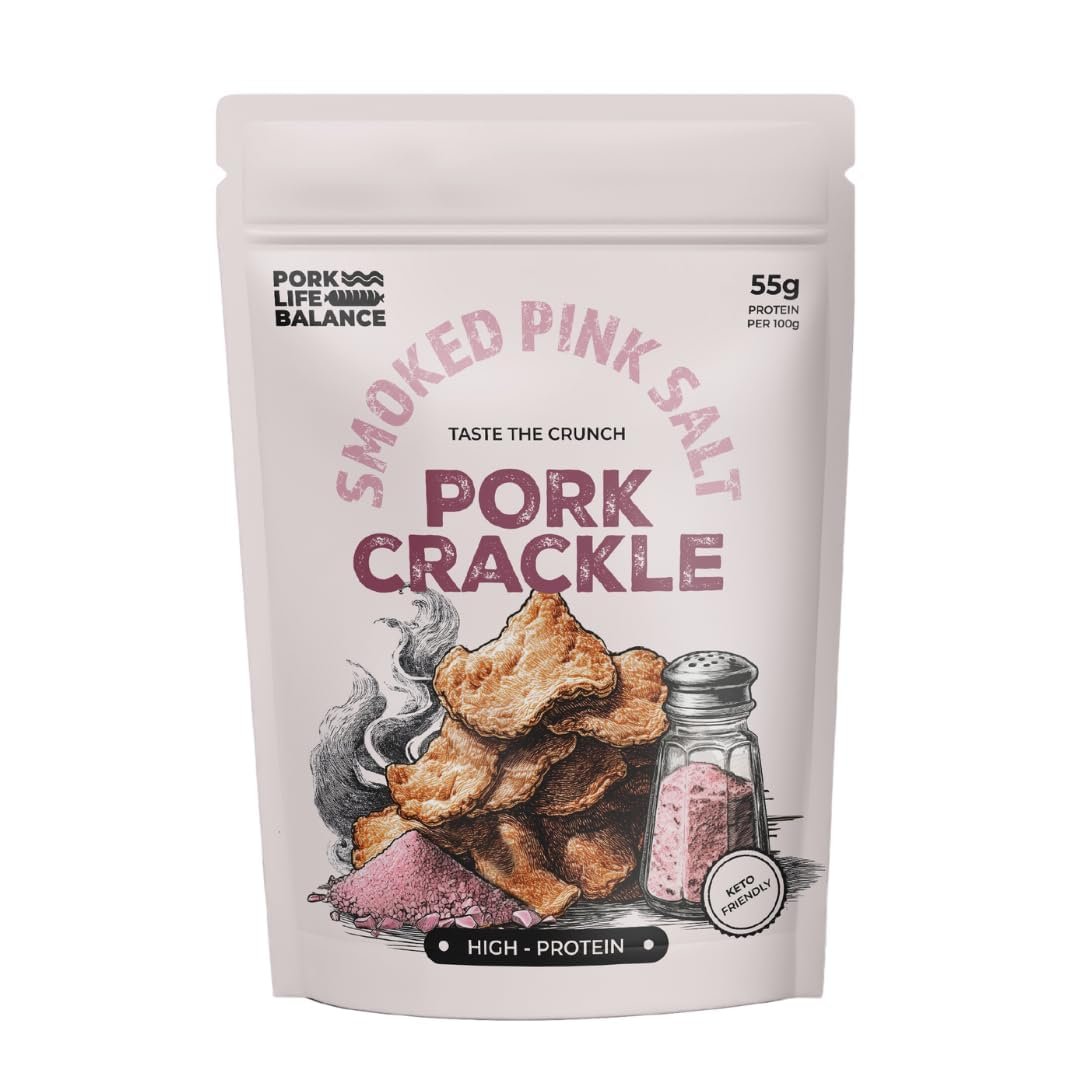 PORK LIFE BALANCE Delicious Pork Crackle (Smoked Pink Salt, 75 gm) – Ready To Eat Pure Dry Cured Pork Crackles, No Trans Fat, Gluten & Soya Free, Shelf-Stable, Keto Friendly (Pack Of 1)