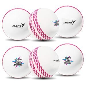 jaspo T-20 Ultra Practice Cricket Ball/Wind Balls (125-130 GMS) for – Indoor & Outdoor Street & Beach Cricket (Pack of 6) (White)