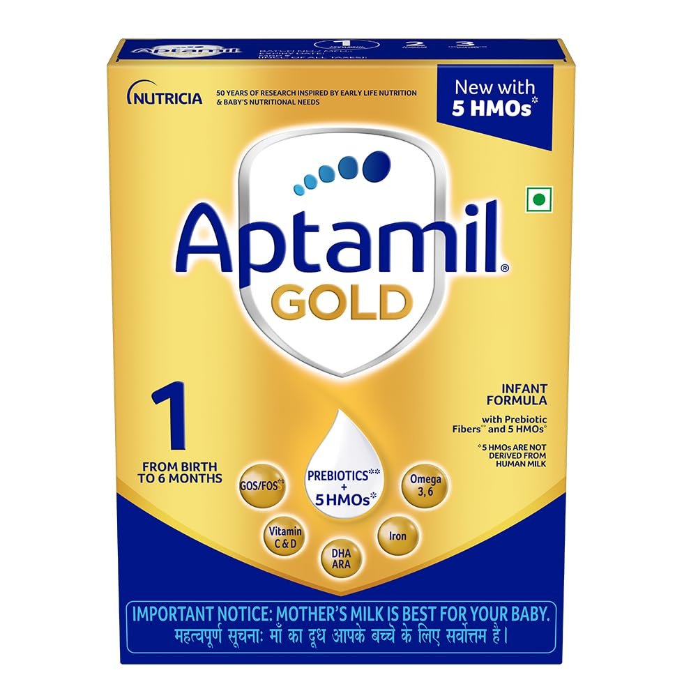 Aptamil Gold Infant Formula for Babies – Stage 1 (Upto 6 months) – with 5HMO and Prebiotics – 400gms -Bag-In-Box