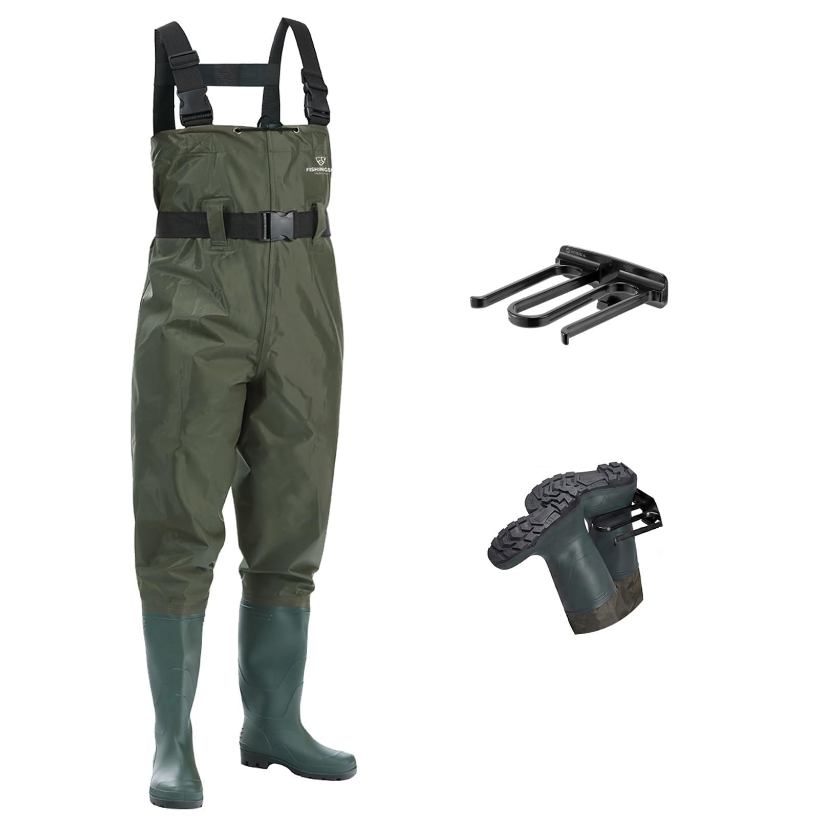 FISHINGSIR Fishing Chest Waders for Men with Boots Mens Womens Hunting Bootfoot Waterproof Nylon and PVC with Wading Belt