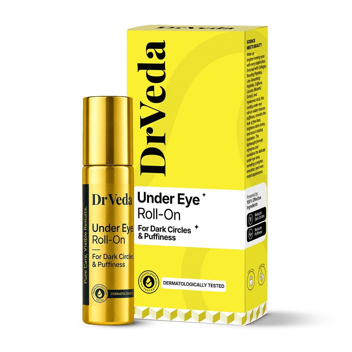 Under Eye Roll-On for Dark Circles Removal, Puffiness & Fine Lines | Under Eye Cream with Cooling, Brightening & Hydrating Formula | Anti-Wrinkle | For Men & Women | 10 ml
