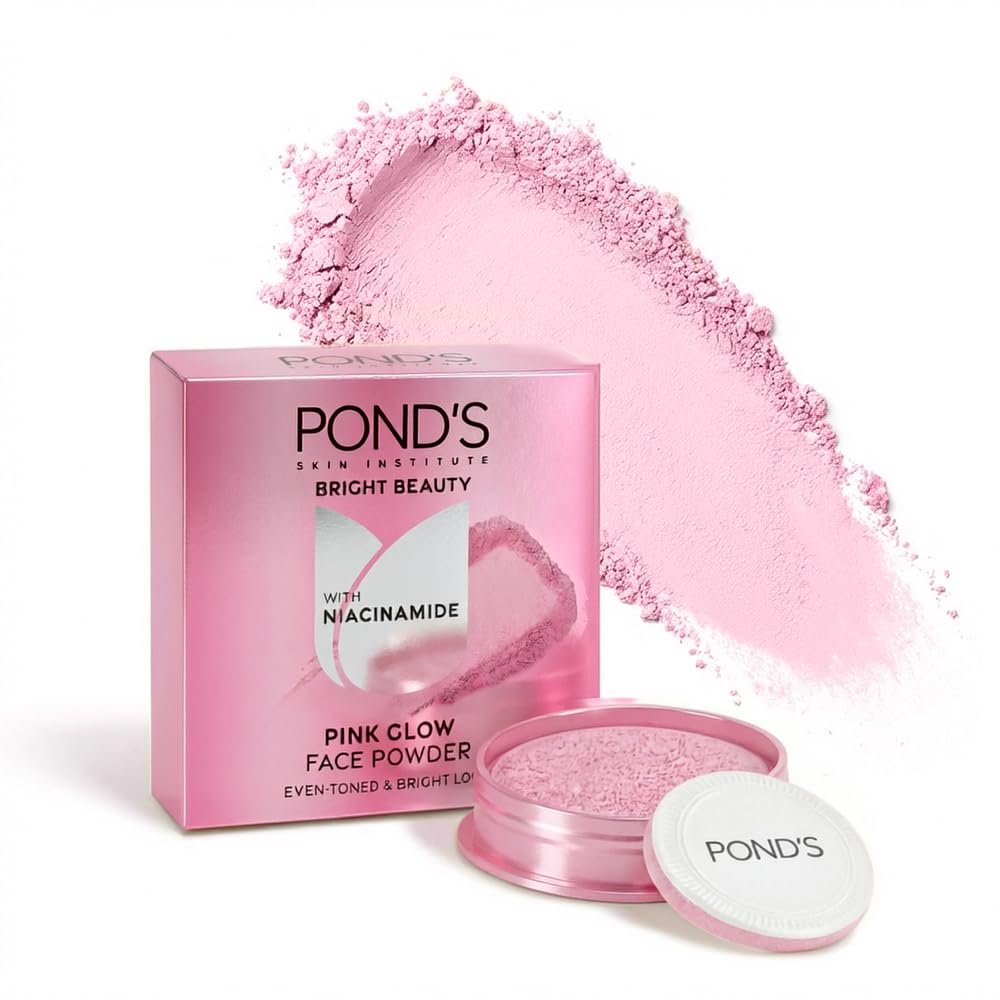 POND’S Natural Glow Face Powder, Pink Glow, 30g, for Fresh Even-Toned Skin, with Sunscreen, Covers Dark Spots, Dermatologically Tested, lightweight formula | Provides an instant brightness