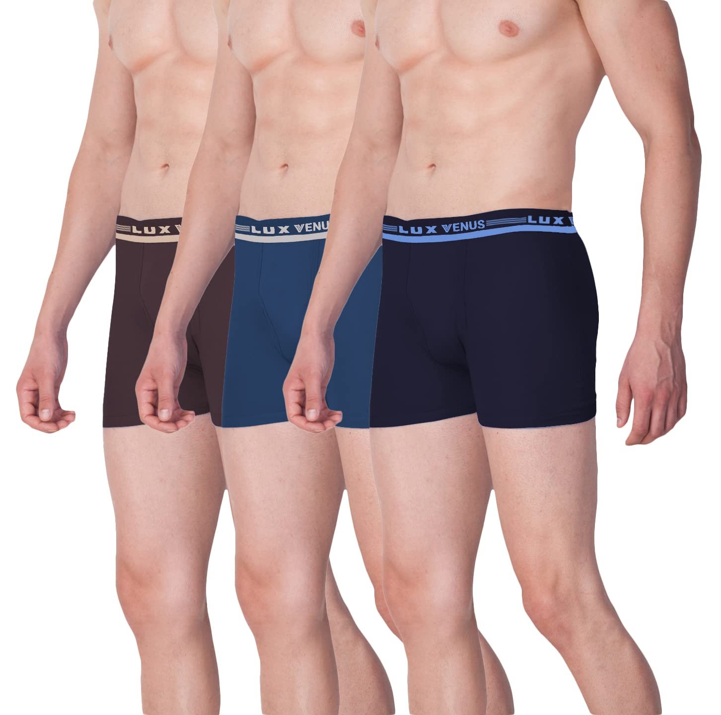 LUX VENUS Men’s Pack of 3 Plain Boxers