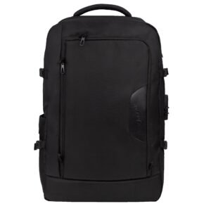 F Gear Vetra Black 40L Cabin Size Laptop Backpack with 3-Digit Lock, Fits 17 Inch Laptop, Two Spacious Compartments|2 front pockets|Adjustable Chest Strap, Bottle Holder|Lightweight, Durable & Premium