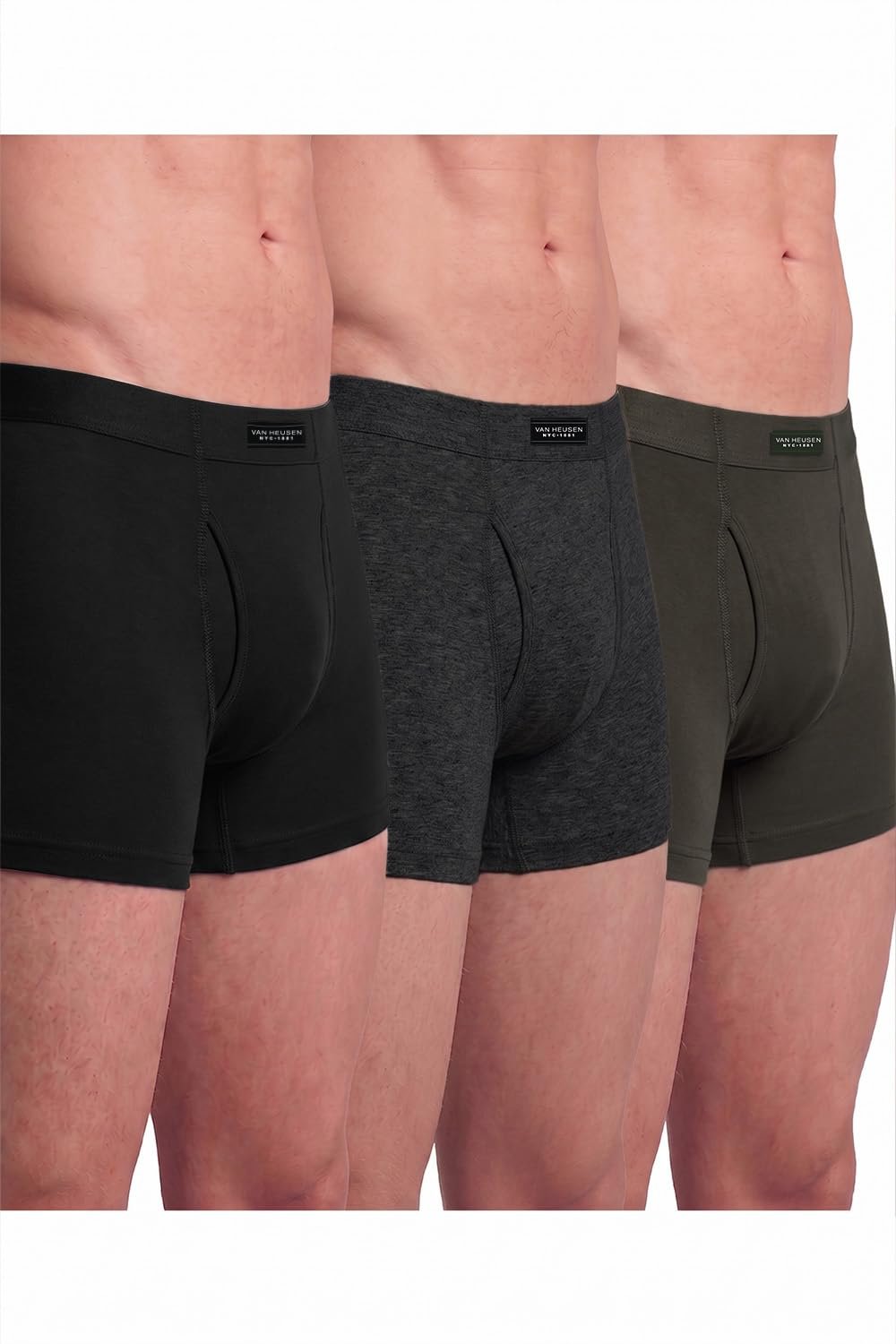 Van Heusen Men’s Cotton Boxer Briefs Pack of 3 | Long Trunk | No ride-up | Inner Elastic for superior comfort | Open front fly | Super Combed Cotton for softness | Moisture‑Wicking | Sweat Absorbant | All‑Day Fresh Technology | Long Lasting Colors |Soft Plush Waistband | Label‑Free Comfort | style 10031