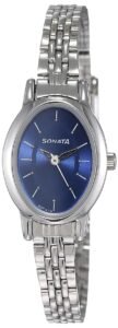 Sonata Quartz Analog Blue Dial Silver Stainless Steel Strap Watch for Women – NT8100SM04