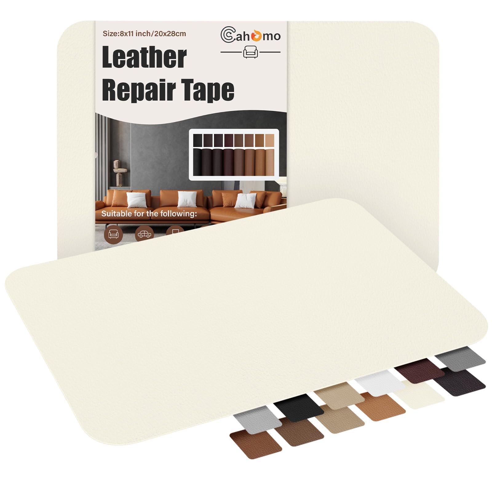 Self-Adhesive Leather Repair Patch,8×11 inch 2pcs Leather Patches for Couch,Vinyl Leather Repair Kit for Furniture Leather Repair Tape for Sofas,Drivers Car Seats,Couches,Handbags,Jackets Beige White