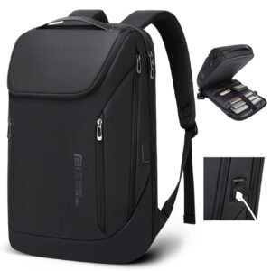 Red Lemon BANGE Captain Business Smart Backpack Water-Resistant fit 15.6 Inch Laptop Backpack with USB Charging Port,Travel Durable Backpack for Men and Women (Black)
