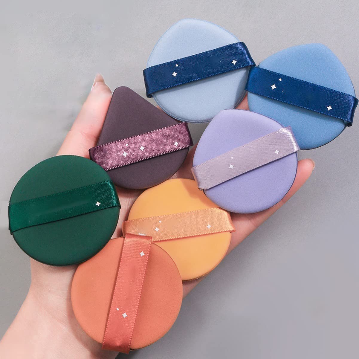 Wolpin Beauty Blender with Storage Box (Set 7 Pcs) | Makeup Sponges Air Cushion Puff Cosmetic Tools for Foundation Powder Dry Wet Use – Multicolor