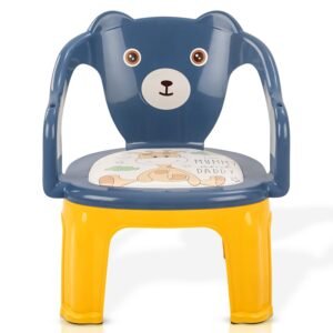 Baybee Plastic Baby Chair for Study Table with Cushion Seat, High Backrest & Booster Support for Toddlers 1 to 4 Years (Dark Blue & Yellow)