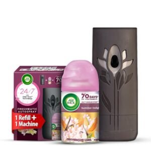 Airwick Freshmatic Automatic Air Freshener Kit [Machine + Summer Delights – 250 ml] White flowers,melon, vanilla fragrance| 2600 Sprays Guaranteed | Lasts up to 70 days
