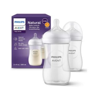 Philips Avent Natural Response Baby Feeding Bottle – 260Ml Baby Milk Bottle Pack of 2, Bpa Free for Babies 3-6 Months, SCY903/02
