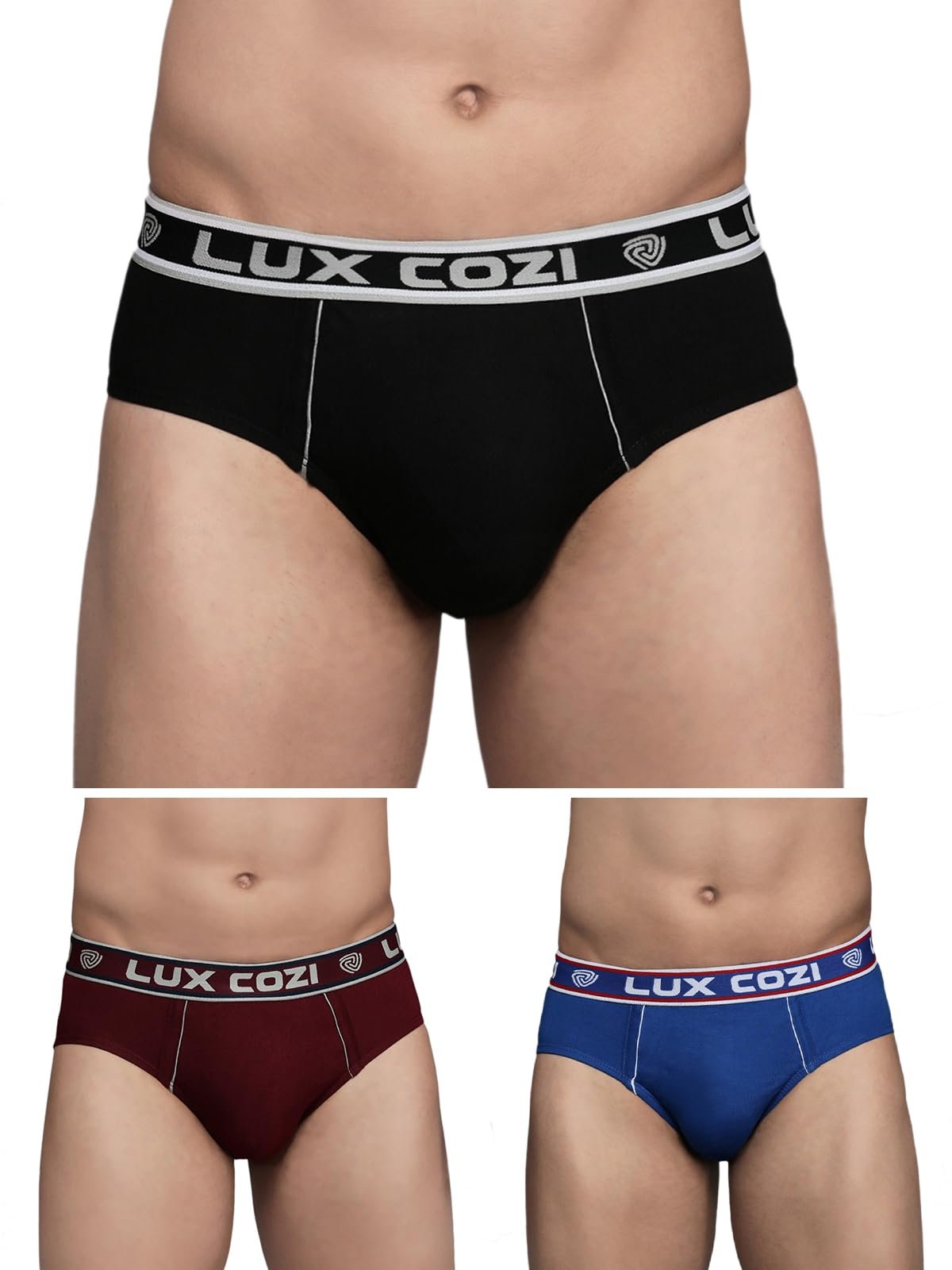 Lux Cozi Men’s Cotton Solid Brief Pack of 3 | Soft & Comfortable Men’s Underwear | Breathable Cotton Briefs for Men | Regular Fit Innerwear | Color May Vary