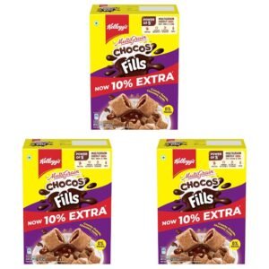 Kellogg’s Chocos Fills 250g + 25g Extra Free | Double Chocolaty, Anytime Snack | 3 Grains: Oats, Wheat & Rice, Protein Rich, 0% Maida (Pack of 3)