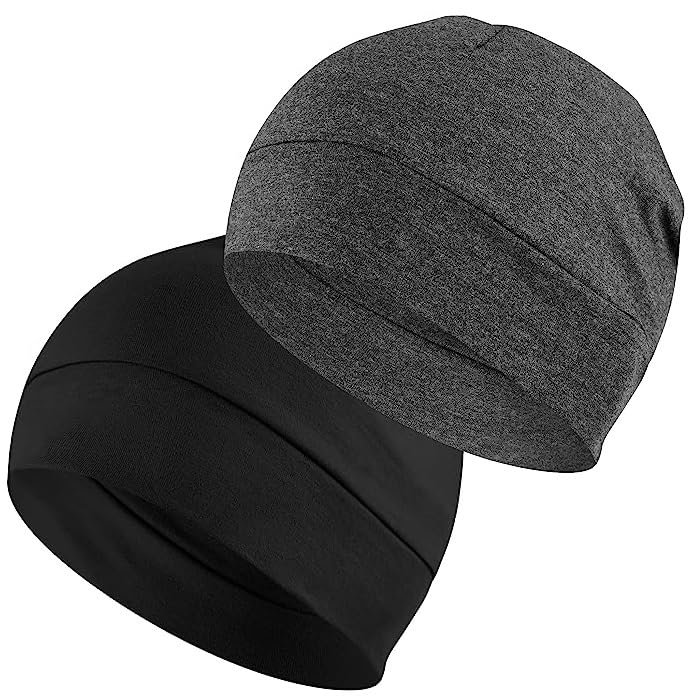 PAROPKAR 100% Cotton Lycra Skull Caps Lightweight Beanie Sleep Hats Breathable Helmet Liner Cap Biking Cycling Cap for Unisex