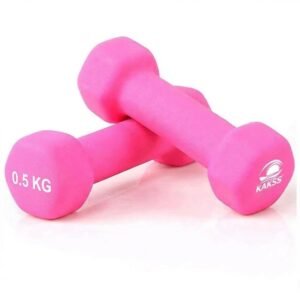 KAKSS Neoprene Dumbbells Set, 0.5kg Pair (2 x 0.5kg), Pink Hex Dumbbells with Easy-Grip Coated Finish, Cast Iron Hand Weights for Home Gym Equipment and Fitness Training for Women and Men