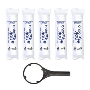 Noir Aqua 5pcs PP Spun Filter/Cartridge with Spanner for All Types RO Water purifiers (10 Inch, 5 Micron) | RO Water Purifier Cartridge,RO Spun Filter Cartridge Sponge Replacement Water Filter Candle