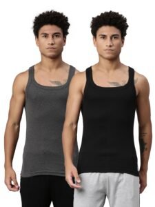 Levi’s 015 Classic Vest for Men | 100% Rib Cotton | Breathable Fabric | Round Neck Sleeveless Men’s Vest | Soft & Durable | Freedom of Movement | Tagless & Zero Irritation Comfort | Pack of 2