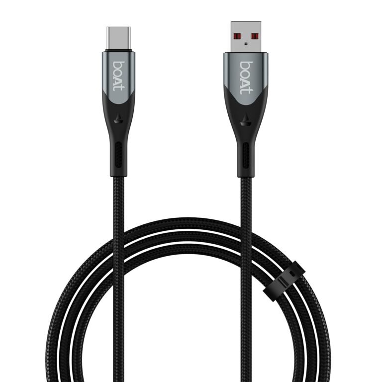 boAt Type A to C 65W Fast Charging Cable with 480 Mbps Data Transfer, Tangle-Free Cable in Premium Nylon Braided Design & Durable Aluminium Alloy Shell (Carbon Black)