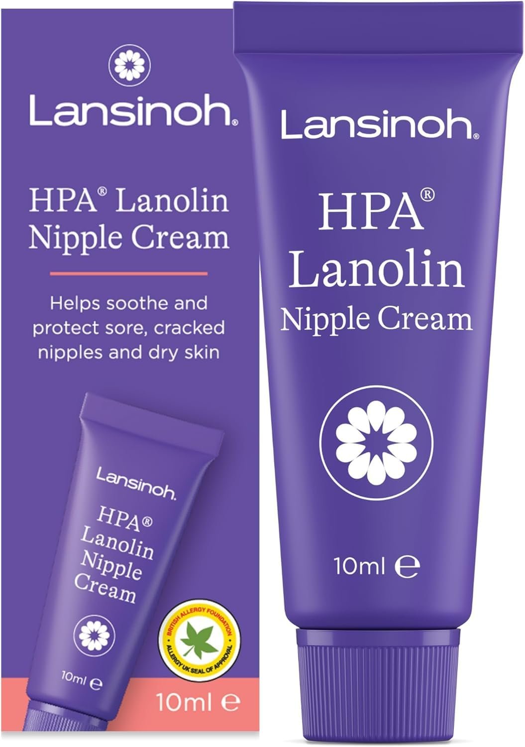 Lansinoh HPA Lanolin Nipple Cream For Cracked, Dry and Sore Nipples, Breast Feeding Moms, 100% natural origin HPA Lanolin, Soothing, Tasteless & Odourless, Clinically Tested, Safe For Baby, Maternity Essentials, 10ml