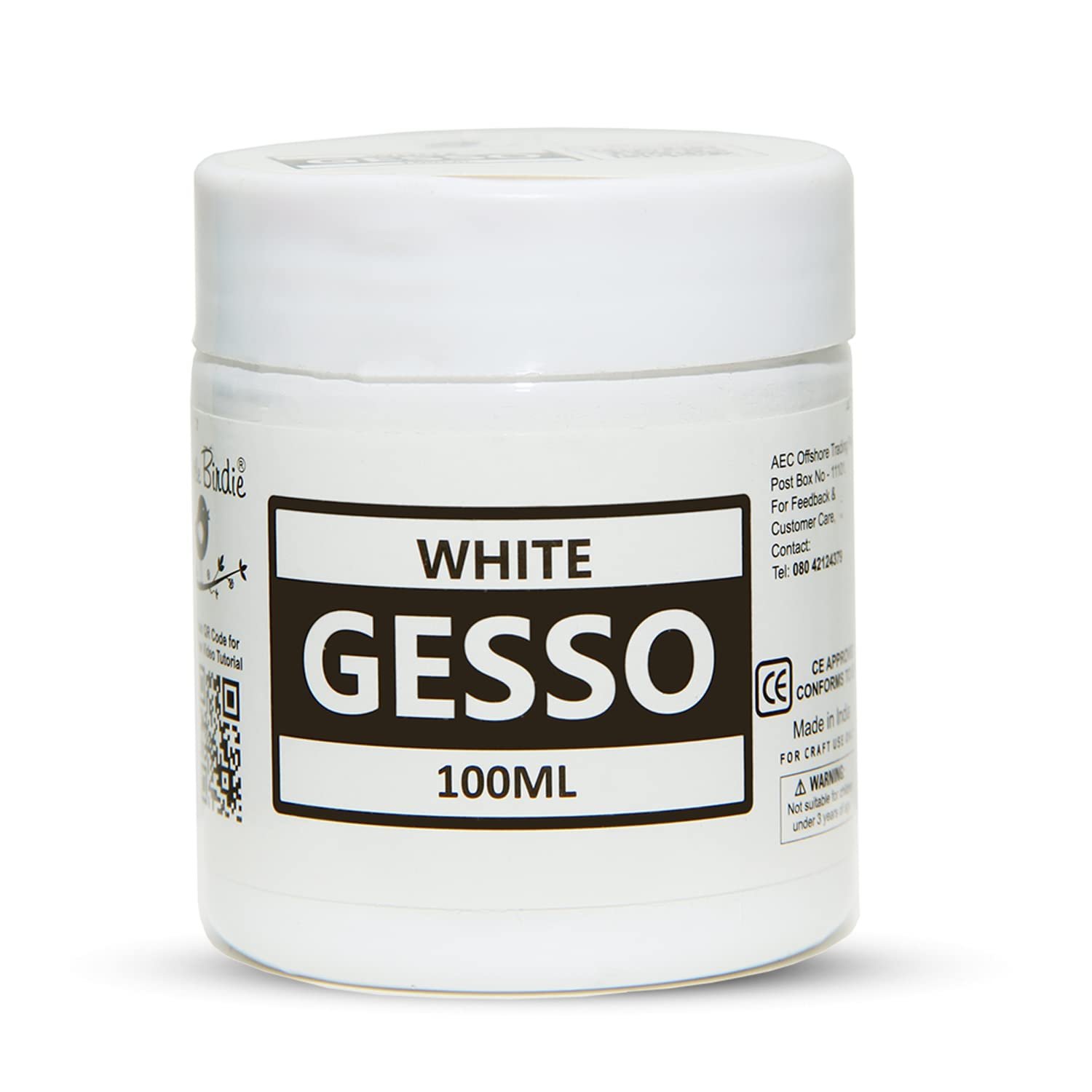 Little Birdie Acrylic Gesso White 100 ML | Premium Water-Based Gesso for Acrylic, Oil Paints & Mixed Media | Water-Resistant Primer for Canvas, Wood, Paper & More