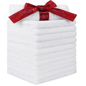 Showstopper Homexcel Microfiber Washcloths 12 Pack, Highly Absorbent And Soft Face Towel, Multi-Purpose White Wash Cloths For Bathroom, Hotel, Spa, Gym, And Kitchen, 12X12 Inch