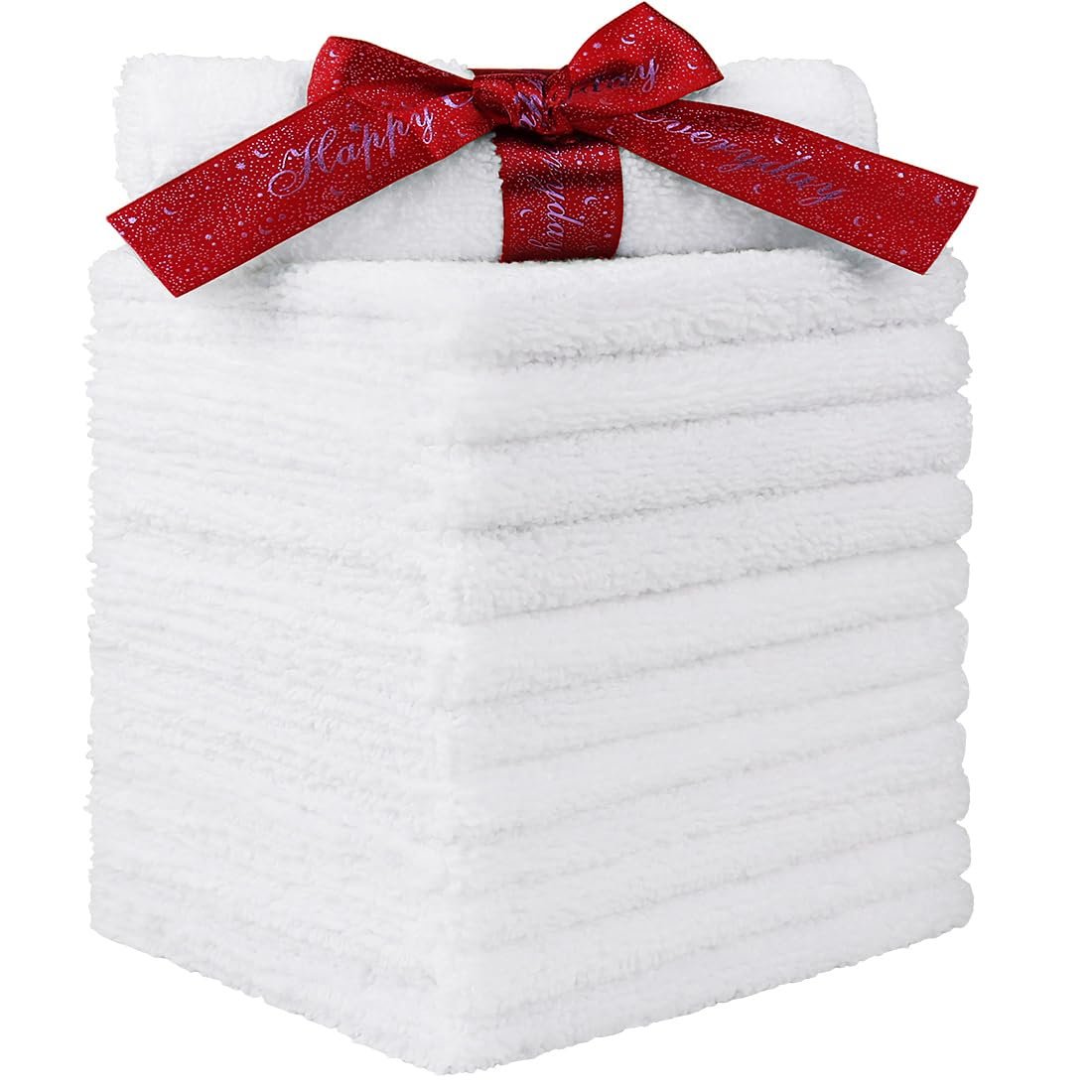 Showstopper Homexcel Microfiber Washcloths 12 Pack, Highly Absorbent And Soft Face Towel, Multi-Purpose White Wash Cloths For Bathroom, Hotel, Spa, Gym, And Kitchen, 12X12 Inch