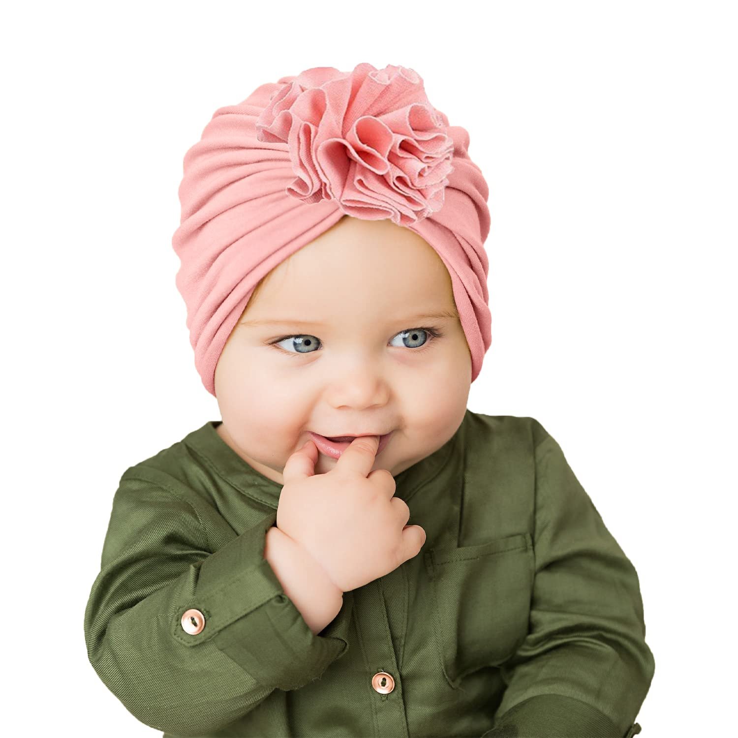 SYGA Baby Cap Cotton Flower Turban Hat for Baby Cap 0-3 Year Cap FlowerHat