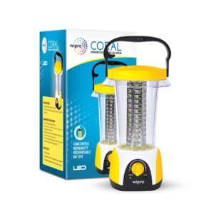 Wipro Coral Multi-Functional Rechargeable LED Emergency Lights, with 84 Individual LED Lights, 360 Degree Lighting and 3000mAH Lithium Battery, Yellow, Pack of 1
