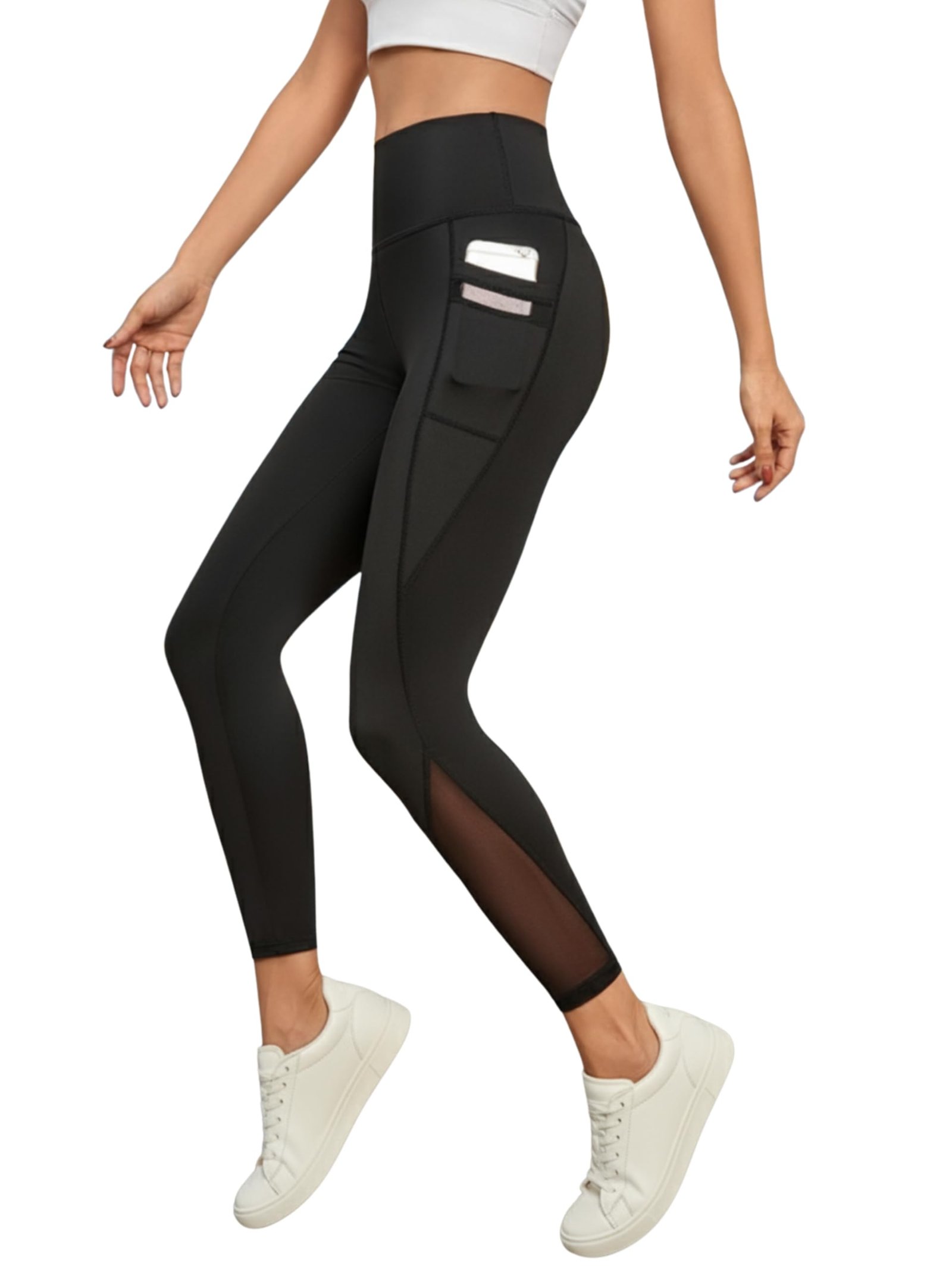 BLINKIN Women’s & Girl’s Stretch Fit High Rise Track Pant Gym wear Mesh Leggings Workout Pants with Side Pockets/Stretchable Tights/Highwaist Sports Fitness Yoga Track Pants_2012