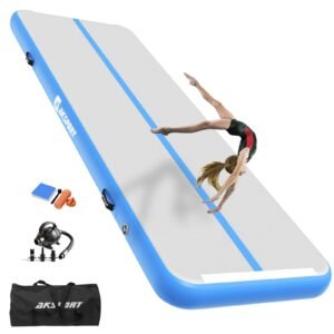AKSPORT 8inch AirTrack Inflatable Gymnastics Airtrack Tumbling Mats for Home Use/Cheerleading/Yoga/Training with Pump