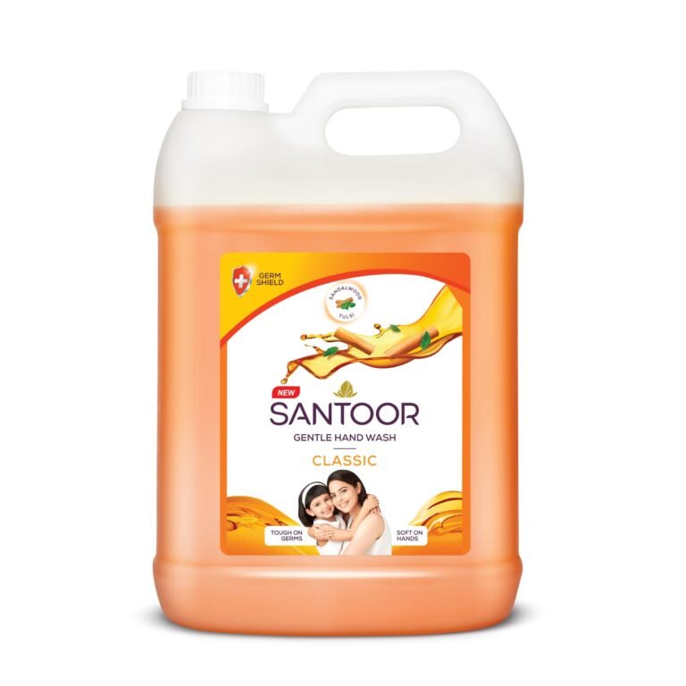 Santoor Classic Gentle Hand Wash 5000ml with Natural Goodness of Sandalwood & Tulsi| Rich Lathering Formula With Anti-Bacterial Properties| Soft on Hands| Soothes & Hydrates Skin