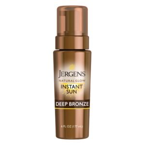 Jergens Natural Glow Instant Sun Body Mousse, Deep Bronze Tan, 6 Ounce Sunless Self-tanner, for a Natural-looking Tan