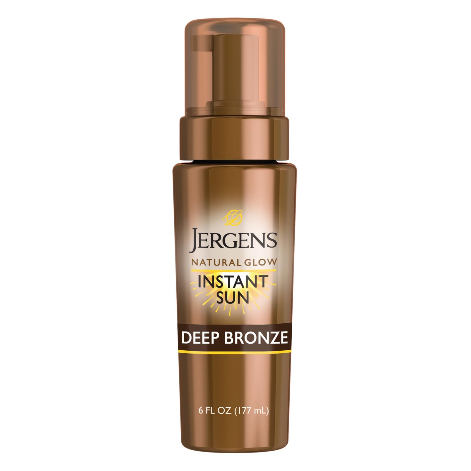 Jergens Natural Glow Instant Sun Body Mousse, Deep Bronze Tan, 6 Ounce Sunless Self-tanner, for a Natural-looking Tan
