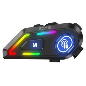 EDYELL Motorcycle Helmet Bluetooth on Ear Headset,Connects to 2 Phones at The Same Time Using Music & GPS,Waterproof & Dustproof,Supports Android & iOS,Compatible with All Helmets (EDYELL-C5001)