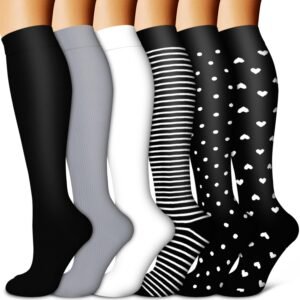 Copper Compression Socks Women & Men Circulation(6 pairs) – Best for Running, Nursing, Hiking, Recovery & Flight Socks