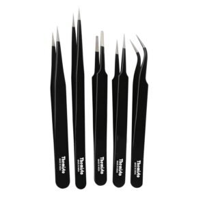 THEMISTO – built with passion 5 in 1 Satinless Steel Tweezer Set (Powder Coated), Black