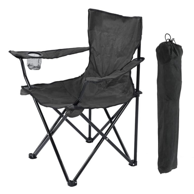 VTOY KIMEE Folding Camping Chair | Supports 130kg | Alloy Steel Portable Foldable Chair with Cup Holder & Carry Bag | Beach Picnic Garden Outdoor