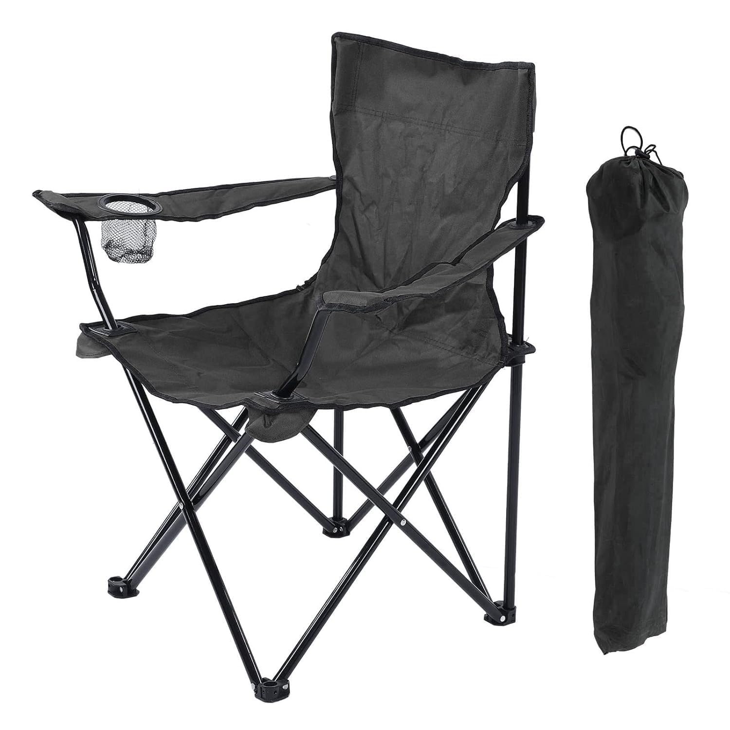 VTOY KIMEE Folding Camping Chair | Supports 130kg | Alloy Steel Portable Foldable Chair with Cup Holder & Carry Bag | Beach Picnic Garden Outdoor